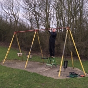 14 March 2015 - The old swings were removed ready for new swings to be fitted.